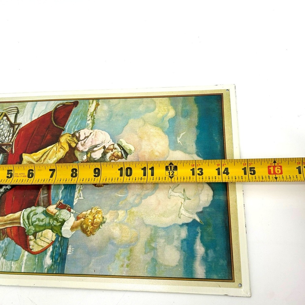 Vintage Coca-Cola 50th Anniversary Tin Sign N.C. Wyeth 1886-1936 Nautical Decor - Picture 3 of 4